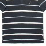 NAUTICA Mens Polo Shirt Black Striped Short Sleeve L