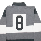 TOMMY HILFIGER Mens Polo Shirt Grey Striped Long Sleeve S
