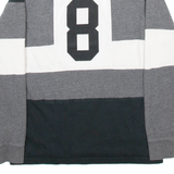 TOMMY HILFIGER Mens Polo Shirt Grey Striped Long Sleeve S