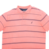 NAUTICA Mens Polo Shirt Pink Striped Short Sleeve XL
