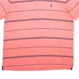 NAUTICA Mens Polo Shirt Pink Striped Short Sleeve XL
