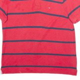 TOMMY HILFIGER Mens Polo Shirt Red Striped Short Sleeve M