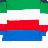 LANSDOWNE Federazione Italiana Rugby Mens Polo Shirt Green Striped Long Sleeve S