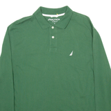 NAUTICA Mens Polo Shirt Green Long Sleeve L