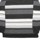 IZOD Mens Polo Shirt Black Striped Long Sleeve XL