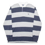 CHAPS Mens Polo Shirt Grey Striped Long Sleeve L