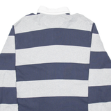 CHAPS Mens Polo Shirt Grey Striped Long Sleeve L