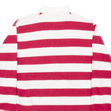 WORLD ISLAND Mens Polo Shirt Red Striped Long Sleeve XL