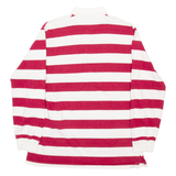 WORLD ISLAND Mens Polo Shirt Red Striped Long Sleeve XL