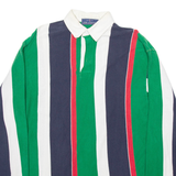 JOHN ASHFORD Mens Polo Shirt Green Striped Long Sleeve L