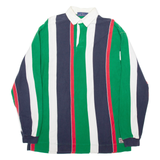 JOHN ASHFORD Mens Polo Shirt Green Striped Long Sleeve L