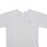 REEBOK Mens T-Shirt Grey V-Neck M