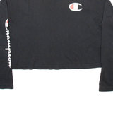 CHAMPION CROPPED Womens T-Shirt Black Long Sleeve M