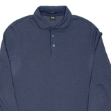 BOSS Slim Fit Mens Polo Shirt Blue Spotted Long Sleeve M
