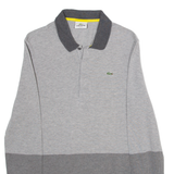LACOSTE Slim Fit Mens Polo Shirt Grey Long Sleeve S
