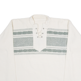 Laced Neck Womens Polo Shirt White Long Sleeve XL
