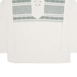 Laced Neck Womens Polo Shirt White Long Sleeve XL