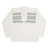 Laced Neck Womens Polo Shirt White Long Sleeve XL