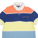 TOMMY HILFIGER Mens Polo Shirt White Striped M