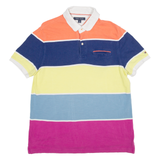 TOMMY HILFIGER Mens Polo Shirt White Striped M