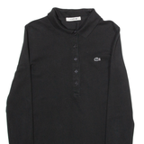 LACOSTE Womens Polo Shirt Black Long Sleeve XS