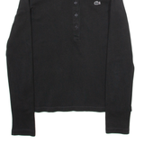 LACOSTE Womens Polo Shirt Black Long Sleeve XS