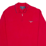 POLO SPORT RALPH LAUREN 1/4 Zip Mens Polo Shirt Red Long Sleeve XL