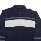 NAUTICA Mens Polo Shirt Blue Colourblock Long Sleeve 2XL