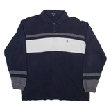 NAUTICA Mens Polo Shirt Blue Colourblock Long Sleeve 2XL