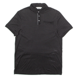 CALVIN KLEIN Classic Fit Mens Polo Shirt Black Striped S