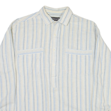 LIMARK Mens Shirt Grey Striped Long Sleeve S