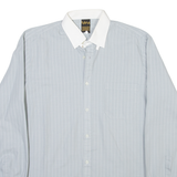 BELTONY Mens Shirt Grey Striped Long Sleeve XS