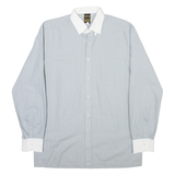 BELTONY Mens Shirt Grey Striped Long Sleeve XS