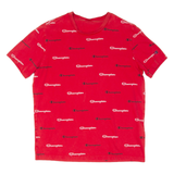 CHAMPION All Over Print Mens T-Shirt Red M