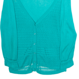 MONSOON Womens Cardigan Green V-Neck Tight Knit M