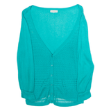 MONSOON Womens Cardigan Green V-Neck Tight Knit M