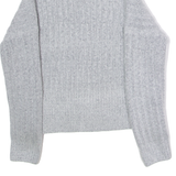 SUPERDRY Cropped Womens Heavy Knit Jumper Grey Roll Neck Tight Knit UK 8
