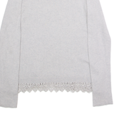 WHITE STUFF Womens Patterned Jumper Grey Tight Knit Wool UK 8