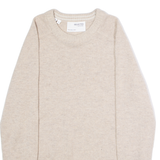 SELECTED HOMME Mens Jumper Beige Crew Neck Tight Knit Wool S