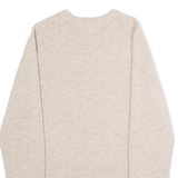 SELECTED HOMME Mens Jumper Beige Crew Neck Tight Knit Wool S