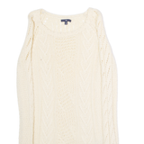 GAP Womens Patterned Jumper Cream Crew Neck Cable Knit Wool XS