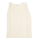 GAP Womens Patterned Jumper Cream Crew Neck Cable Knit Wool XS