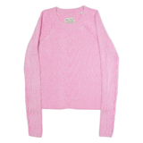JACK WILLS Womens Patterned Jumper Pink Striped Crew Neck Tight Knit Wool UK 10