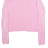 JACK WILLS Womens Patterned Jumper Pink Striped Crew Neck Tight Knit Wool UK 10