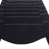 WHITE STUFF Womens Patterned Jumper Black Striped Crew Neck Viscose UK 10