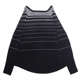 WHITE STUFF Womens Patterned Jumper Black Striped Crew Neck Viscose UK 10