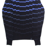 BENETTON Womens Patterned Jumper Black Striped Crew Neck Tight Knit S