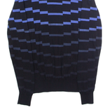 BENETTON Womens Patterned Jumper Black Striped Crew Neck Tight Knit S