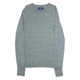 HOLLISTER Mens Patterned Jumper Green Crew Neck Tight Knit M