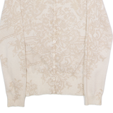 MONSOON Womens Patterned Cardigan Cream Floral Tight Knit UK 12